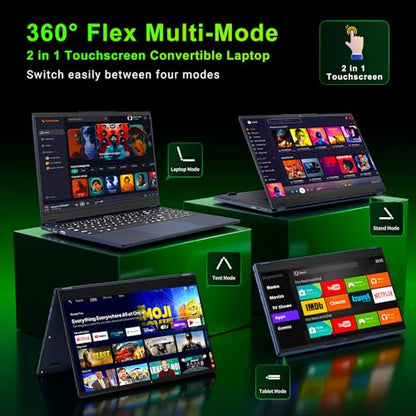 15.6 Inch 2-in-1 Touchscreen Laptop Computer, 8GB RAM 256GB SSD Core m3-8100Y Lap top, 360° Convertible Notebook Laptops with Win 11/Office, FHD Display, 360° Rotating Touch Screen, WiFi5/ BT5,HDMI