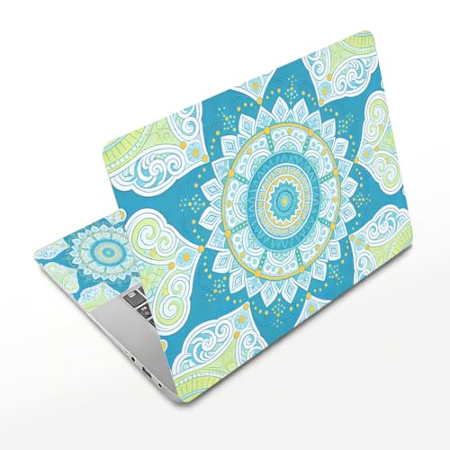 3Pcs Flower Laptop Skin Sticker Blue Universal Removable Vinyl Stickers Fits for 12.1 13 14 15.6 16 Inch Waterproof Notebook Decal Cover Gift - style: blue mandala