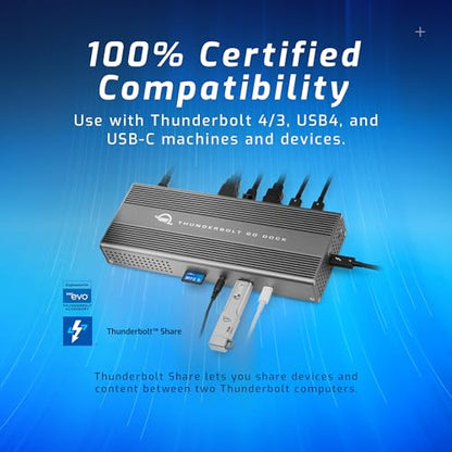 OWC Thunderbolt Go Dock 11-Port Solution w/Built-in Power Supply | 90W PD - 2x Thunderbolt 4 Device Ports - USB-C 10Gb/s - 2x USB-A 10Gb/s - 2.5GbE - HDMI - SD reader - 3.5mm Audio In/Out - size: GO DOCK, style: Thunderbolt 4