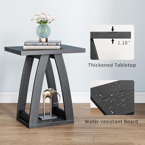 End Tables Living Room. Side Table Beside Sofa. Modern End Table for Living Room. Couch Side Table with Shelf. Black Wood Side Tables - color: Black