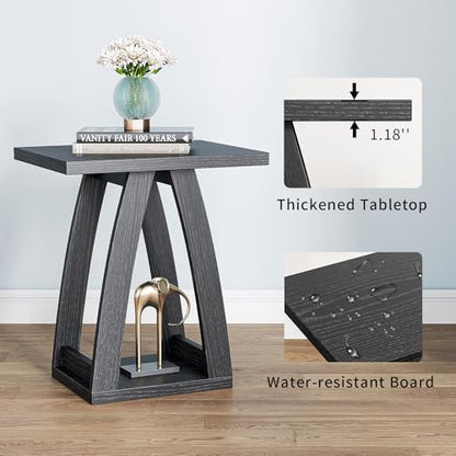 End Tables Living Room. Side Table Beside Sofa. Modern End Table for Living Room. Couch Side Table with Shelf. Black Wood Side Tables - color: Black