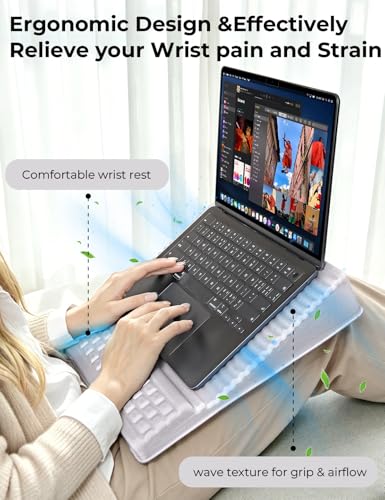 Adjustable Lap Desk with Wrist Rest, Reversible Laptop Stand | Cooling Grip Surface, Fits up to 17'' Laptop, Portable Lap Desk with Pillow Cushion, Computer Tray for Home Office, Mauve - color: Mauve