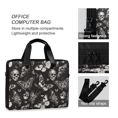 MNSRUU Laptop Bag for 15.6 inch Black Gothic Bats - color: Skull A8414