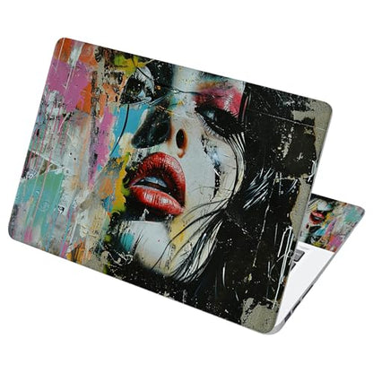 Universal Laptop Skin Sticker with 2 Wrist Pad Decals, 3-Piece Removable Vinyl Laptop Cover, Graffiti Woman Waterproof Anti-Scratch, Easy-Trim Fit for 13.3" 14" 15.6" Laptops - color: Graffiti Woman
