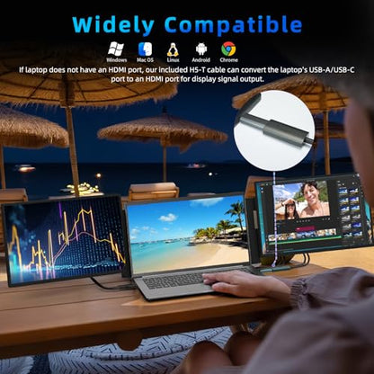 Laptop Screen Extender 16 inch - Triple Laptop Monitor Extender Detachable FHD 1920x1200P IPS 235° Rotation Extra Portable Monitor Compatible with 13”-17” Mac Wins Dex Chrome - style: 16" Monitor-S7