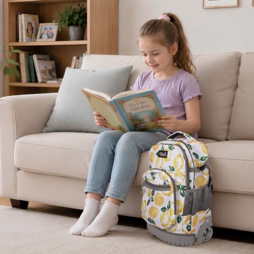 Tilami Rolling Backpack for Kids 18 inch Boys and Girls Laptop Backpack,Lemon - color: Lemon