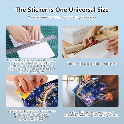 Universal Laptop Skin Sticker with 2 Wrist Pad Skins, Waterproof Scratch Resistant Vinyl Laptop Cover Decal, Cut to Fit for 11–15.6 Inch MacBook HP Dell Lenovo, Art Moon - color: Art Moon