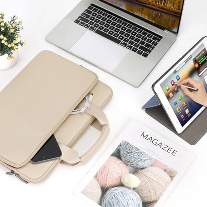 DOMISO 17 inch Laptop Sleeve Protective Case Cover Compatible with 17-17.3 inch HP Dell ASUS Lenovo Chromebook,Waterproof Computer Cases Bag with Handle,Beige - color: Beige, size: 17-17.3 inch