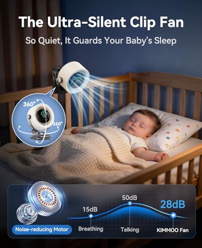 KIMMOO 4000mAh Rechargeable Portable Clip on Fan-100-Speed Touch Control, LED Display, 360° Rotate Quiet Turbo Desk Fan, Small Battery Operated USB Fan for Stroller Bed Travel Camping Golf Gym (White) - color: White