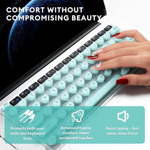 Allinside Keyboard Cover for Long Nails, Compatible with MacBook Neo A18 Pro & MacBook Pro 13/14/16 (2021–2024) & MacBook Air 13/15 (2020–2024), Raised Heart-Shaped Silicone Skin, Mint Green - color: Mint Green