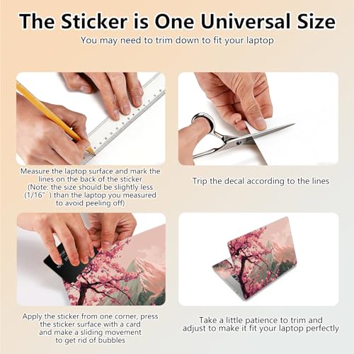 Laptop Skin Sticker Decal 15.6 Inch,12 13 13.3 14 15 15.6 in Laptop Netbook Skins for Notebook,Art Decal Removable Waterproof Scratch Resistant,Universal Vinyl Cover,Japanese Cherry Blossom - color: Japanese Cherry Blossom