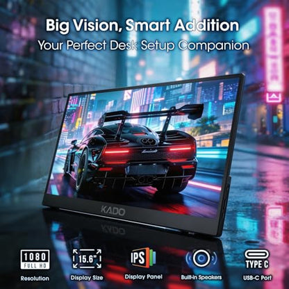Kado 2-Pack 15.6 Inch 1080p FHD Ultra-Slim Laptop Monitor Second Display | IPS 1920x1080 Adjustable Kickstand, Screen Extender for PC, Mac, Tablet, Phone, Xbox, PS5, Switch USB-C & HDMI Connectivity - size: 72% sRGB 2-Pack