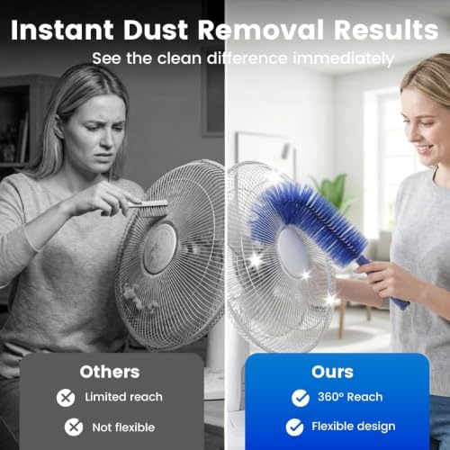 Fan Cleaning Brush, Bendable Cobweb Duster Cobweb Duster, 2026 New Microfiber Head Dusting Brush, Washable ldeal for Electric Fans Air Conditioning, Home Car Vents, Curtain (Gray) - color: Gray