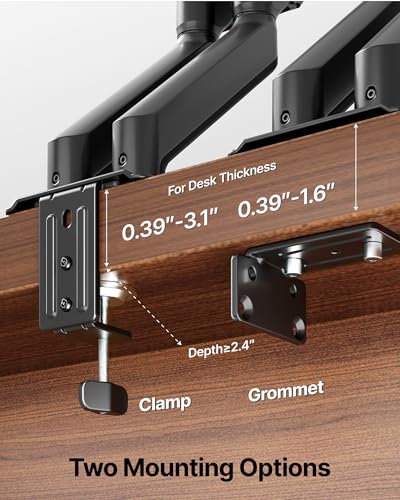 monTEK Dual Monitor Stand for Desk, 17-32 Inch Mechanical Spring Dual Arm, Heavy Duty Steel Adjustable Monitor Mount, Full Motion VESA 75x75/100x100, C-Clamp & Grommet, Holds Up to 20 lbs Each - size: Dual Arm