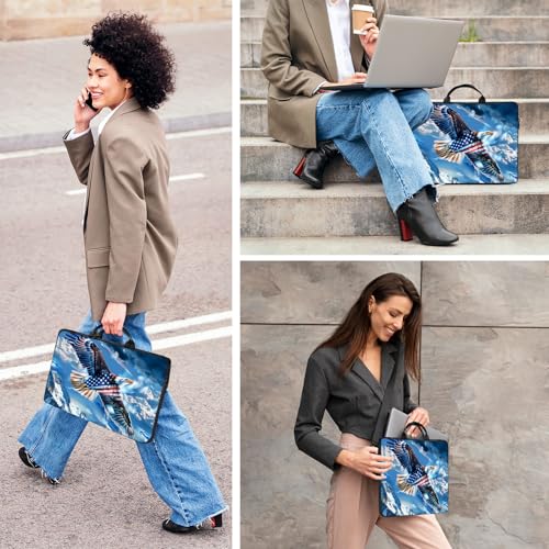 Laptop Bag,14 15 15.6 inch Laptop Case Sleeve,Computer Sleeve with Handle for Women Men,Carrying Case for MacBook,Dell,Lenovo,Notebook Computer,Eagle American Flag - color: Eagle American Flag