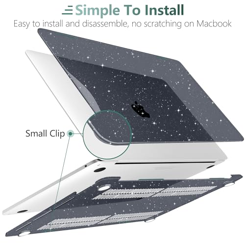 for MacBook Pro 13 inch Case 2023 2022 2021 2020 Release Model A2338 M2/M1 A2289 A2251 with Touch Bar & Touch ID, Glitter Bling Plastic Hard Shell Case & Keyboard Cover, Star Black - color: Star Black