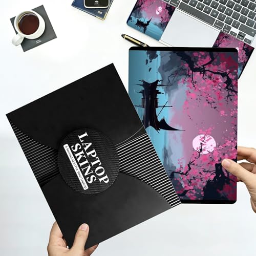 Universal Laptop Skin Sticker with 2 Wrist Pad Decals, 3-Piece Removable Vinyl Laptop Cover, Boat Moonlit Night Waterproof Anti-Scratch, Easy-Trim Fit for 13.3" 14" 15.6" Laptops - color: Boat Moonlit Night