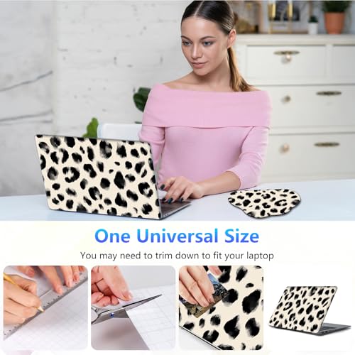 Laptop Skin Sticker Decal 15-15.6 Inch with Cute Mouse Pad, Universal Reusable Vinyl Sticker for 12.1 13 13.3 14 15.4 Inch Netbook and Notebook PC, Brushstroke Leopard Print - color: Brushstroke Leopard Print