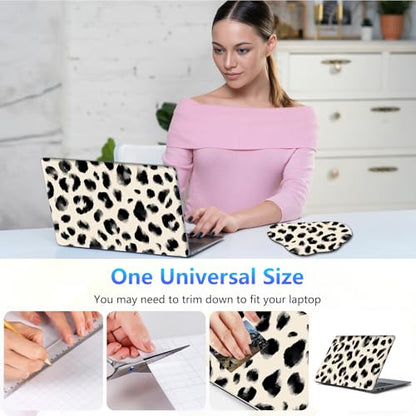 Laptop Skin Sticker Decal 15-15.6 Inch with Cute Mouse Pad, Universal Reusable Vinyl Sticker for 12.1 13 13.3 14 15.4 Inch Netbook and Notebook PC, Brushstroke Leopard Print - color: Brushstroke Leopard Print