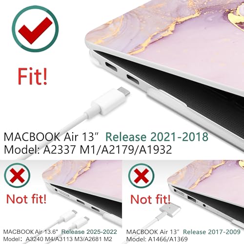 DONGKE Compatible with MacBook Air 13 inch Case 2021 2020 2019 2018 Release A2337 M1 A2179 A1932 with Retina Display & Touch ID, Plastic Hard Shell & Keyboard Cover - Marble - color: Marble