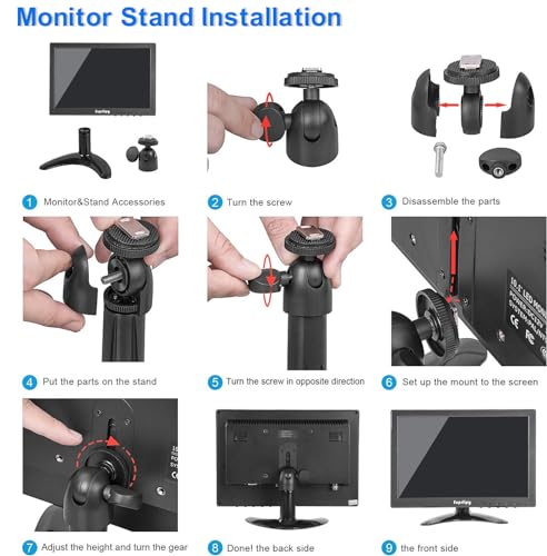 10 inch FHD Small IPS Monitor LCD Display Screen 1920x1200 60Hz 16:10 with BNC VGA AV Input Built-in Lounspeakers for CCTV Security Camera DVR PC STB Game Console - color: 10 Inch 1920x1200