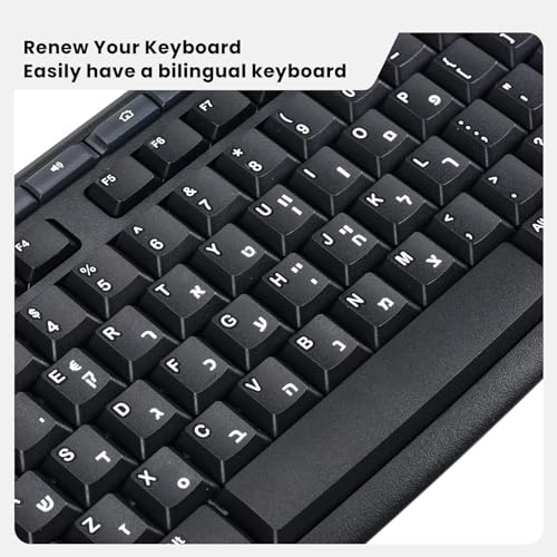 2PCS Hebrew Keyboard Letter Stickers with Tweezer - 3D Keyboard Letters Replacement Sticker, Borderless Characters for Laptop Notebook Computer PC Desktop Keyboard, Peel-Off Film, Leave Letters - size: Hebrew-White