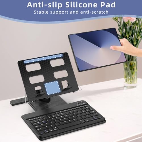 for Samsung Galaxy Z Fold 7 6 5 4 / Z Trifold Stand and Keyboard Mouse 4 in 1 Set, Portable Bluetooth Keyboard Plus Foldable Adjustable Tablet Stand Holder for 4.7" to 13" Tablets Smartphones