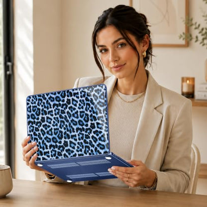 May Chen Compatible with MacBook Neo 13 inch Case 2026 Model A3404, Plastic Hard Shell,Keyboard Cover,Screen Protector,Dust Plug, for MacBook Neo 13" with A18 Pro Chip, Deep Blue Leopard - color: Deep blue Leopard