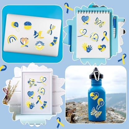 Down Syndrome Stickers Rolls - 1000 Pcs Down Syndrome Awareness Month Waterproof Vinyl Reusable Laptop Stickers Coloring Book Scrapbook Water Bottle Page Activity Pad Party Favors Skateboard - style: Down Syndrome Awareness Month