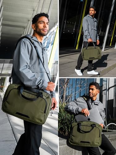 ALPAKA Bravo Brief Laptop Briefcase Business Shoulder Bag | Fits 16-inch Laptop, Detachable Shoulder Strap, For Men and Women Work Travel, Weatherproof Fabric Axoflux 400D - color: Green