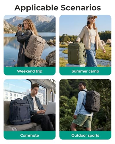 BAGSMART 35L Travel Backpack for Women & Men Fits 17-Inch Laptop, Airline Approved Carry On Backpack with Wet Pocket & Shoe Pouch, Water-Resistant Personal Item Travel Bag, Olive green - color: Olive Green