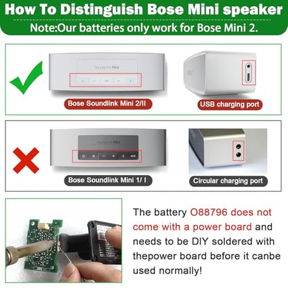 Fancy Buying 2297mAh 088796 088789 088772 080841 Replacement Battery for Bose Soundlink Mini 2/Soundlink Mini II Series - Hands-on Welding Required - size: 4.45*1.5*1.61inch 088796
