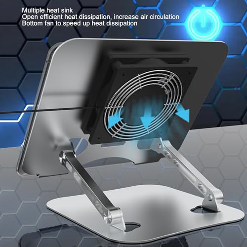 Laptop Cooler Stand 17in Aluminum Alloy Elevatable Foldable with USB Base Fan for Gaming and Work