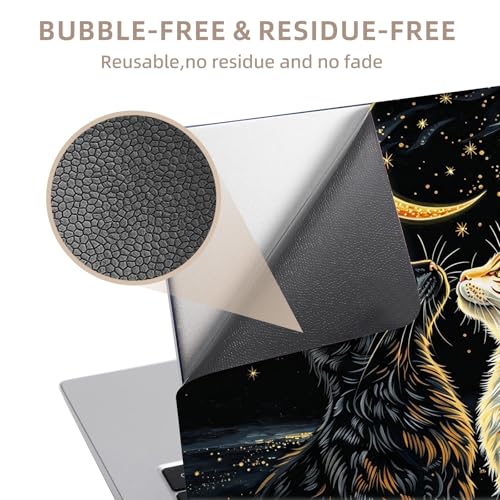 Universal Laptop Skin Sticker for 12/13/14/15.6 Inch Laptops, Reusable Vinyl Laptop Decal Cover, Waterproof Scratch Resistant Notebook Skin with 2 Wrist Pads,Moonlight Cats - color: Moonlight Cats