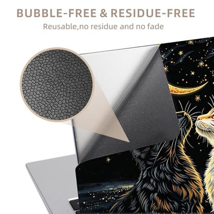 Universal Laptop Skin Sticker for 12/13/14/15.6 Inch Laptops, Reusable Vinyl Laptop Decal Cover, Waterproof Scratch Resistant Notebook Skin with 2 Wrist Pads,Moonlight Cats - color: Moonlight Cats