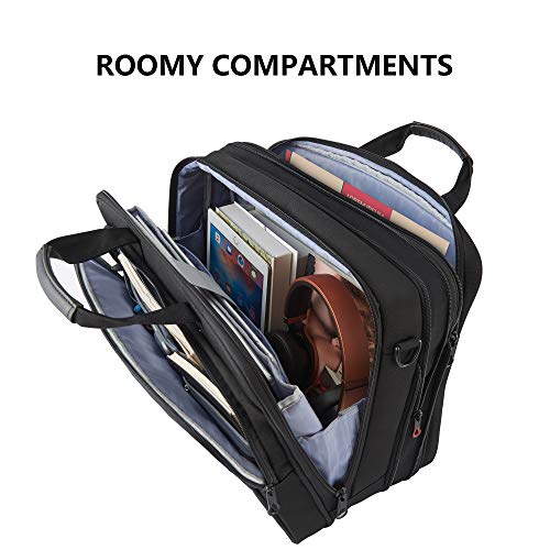 KROSER Laptop Bag Premium Laptop Briefcase Fits Up to 17.3 Inch Laptop Expandable Water-Repellent Shoulder Messenger Bag Computer Bag for Travel/Business/Men/Women-Black