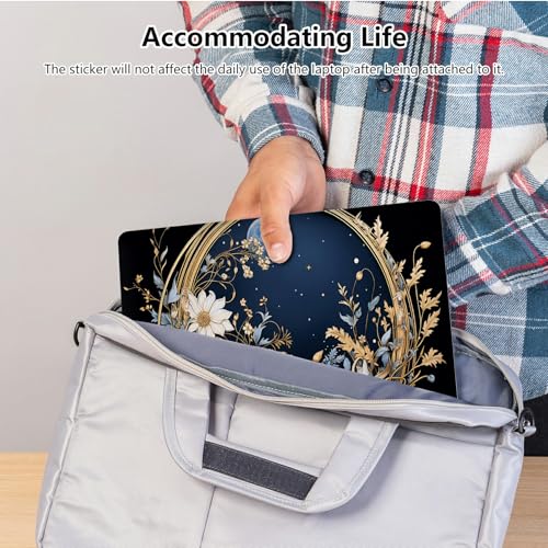 Universal Laptop Skin Sticker with 2 Wrist Pad Skins, Waterproof Scratch Resistant Vinyl Laptop Cover Decal, Cut to Fit for 11–15.6 Inch MacBook HP Dell Lenovo, Flower Moon - color: Flower Moon