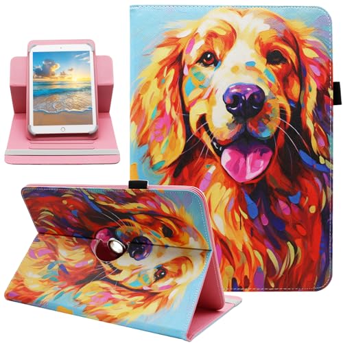 Universal 10 10.1 Inch Android Tablet Case, Dluggs 360 Degree Rotating Multi-Angle Viewing Stand Universal Case Cover for 10 10.1 and All 9.5-10.5 Inch Tablet, Dog - color: Dog