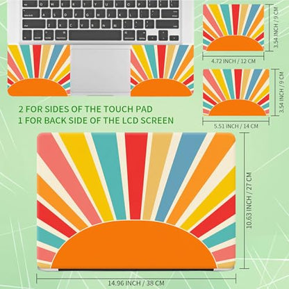 Laptop Skin Sticker Decal, Universal Protective Cover Fit 12 13 14 15.6 Inch Notebook, Reusable Water-Resistant Vinyl Decal w/ 2 Wrist Pads for Business Travel Office, Colorful Sunset - color: Colorful Sunset