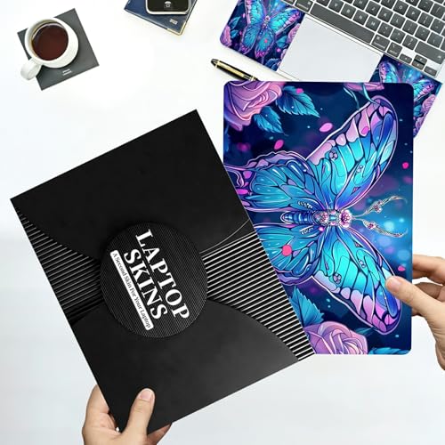 Universal Laptop Skin Sticker with 2 Wrist Pad Decals, 3-Piece Removable Vinyl Laptop Cover, Art Butterfly Waterproof Anti-Scratch, Easy-Trim Fit for 13.3" 14" 15.6" Laptops - color: Art Butterfly