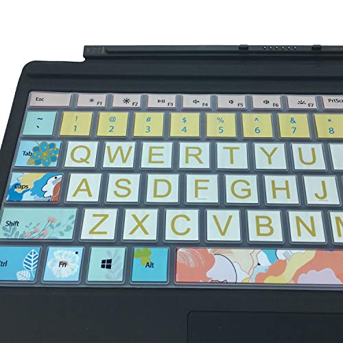 Keyboard Cover Skin for Microsoft Surface Pro 7/6/5, Silicon Protector with Big Letter Design, US Layout, Litter Flowers - color: Litter Flowers