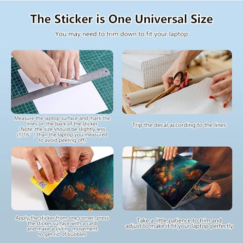 Universal Laptop Skin Sticker with 2 Wrist Pad Skins, Waterproof Scratch Resistant Vinyl Laptop Cover Decal, Cut to Fit for 11–15.6 Inch MacBook HP Dell Lenovo, Flowers Sea at Night - color: Flowers Sea at Night