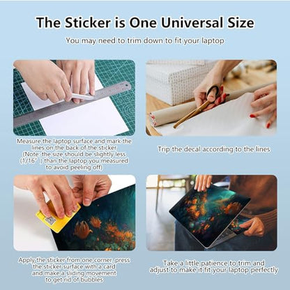 Universal Laptop Skin Sticker with 2 Wrist Pad Skins, Waterproof Scratch Resistant Vinyl Laptop Cover Decal, Cut to Fit for 11–15.6 Inch MacBook HP Dell Lenovo, Flowers Sea at Night - color: Flowers Sea at Night