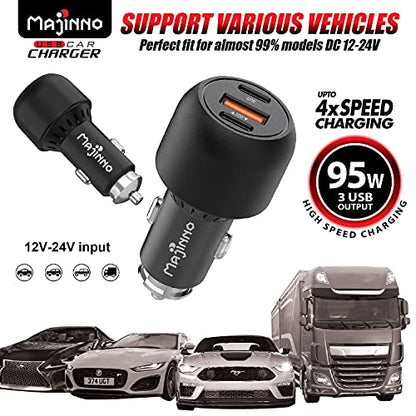 USB C Car Charger Fast Charge pd PPS 95w for iPhone Laptop 65w 30w Super Type QC 3.0 Cigarette Lighter Adapter MacBook Ipad Pixel Chargers Usbc Black Matte