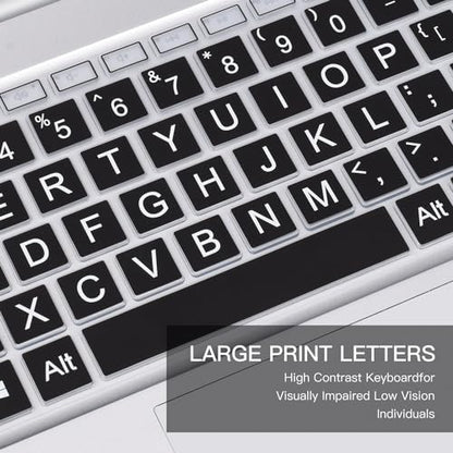 Large Print Keyboard Cover Skin for 2026 2025 HP 15.6 inch Laptop15-fc 15-fd Series, HP 15-fc0499nr 15-fc0502nr 15-fc0399nr 15-fc0099nr fc0245dx fc0047nr 15-fd0023dx 15-fd0123dx 15-fd0127dx 15t-fd100 - color: Black(Large Font)