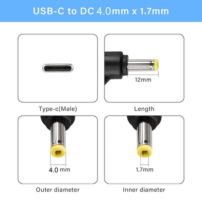 Type C to DC Adapter 4.0x1.7 mm, 20V Power Charger fits Lenovo IdeaPad 3, 330-14, 330-15, 330-17, 510-15, 330s-14, 330s-15, Flex 6-14, Yogo V/B/E/S Series - style: 4.0x1.7mm