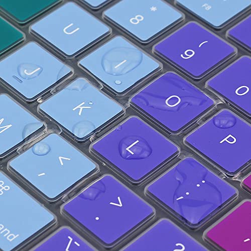 ProElife Keyboard Cover Skin for MacBook Air 13/15 Inch M5 M4, Rainbow | US Enter, Ultra Thin (0.26 mm), Silicone Protective Skin, Easy to Apply, Washable & Reusable, Dust-proof, Precision Molded - color: Rainbow