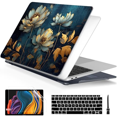 Batianda LumiArt Case for MacBook Air 13" M1 Chip, Blooming Flowers | Fits Model A2337/A2179/A1932, 2018-2020; 1.2mm Slim Lightweight Hard Shell Cover, Scratch Resistant,4-in-1 Accessories Bundle - color: Blooming flowers