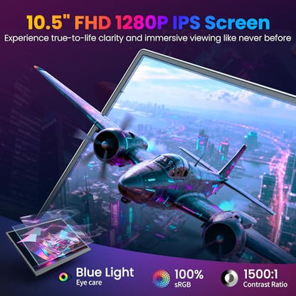 Portable Monitor 10.5 inch 1280P 420 Nits100% sRGB Ultra-Slim Travel Monitor, HDR 16:10 Display with Adjustable Stand &Speakers USB-C HDMI, External Monitor for Laptop PC Phone - size: 10.5 inch