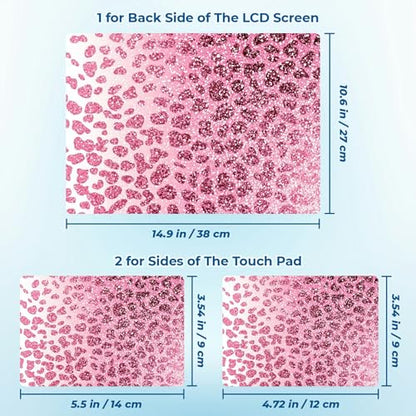 Reusable Universal Laptop Skin Sticker, Cut to Fit for 11.6–15.6 Inch Laptops, Waterproof Protective Film, No-Residue - Pink Leopard - color: Pink Leopard